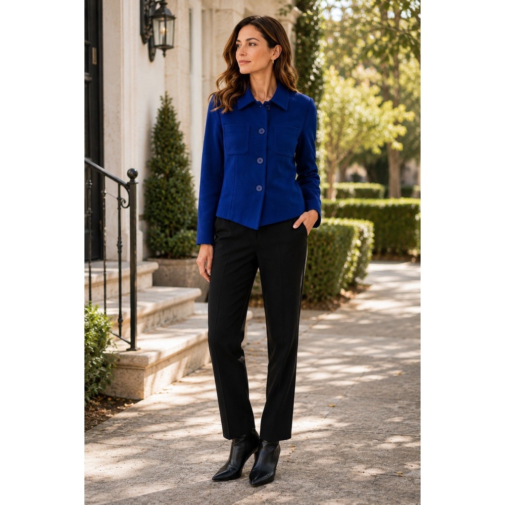 Chaus Wool Royal Blue Blazer Jacket Sz 10 100% Worsted Wool Career Lined Y2K